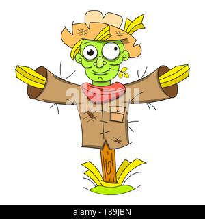 Cute halloween scarecrow doodle patch sticker.Vector illustration Stock Vector