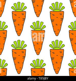 Hand Drawn Seamless Pattern With Carrot. Vector Eco Food Illustration Stock Vector
