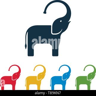 Elephant flat icons on white background. Elephant colorful vector icons. Stock Vector