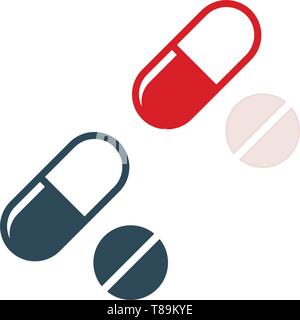 Pills flat icon on white background. Drug vector icon. Stock Vector