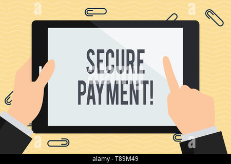 Conceptual hand writing showing Secure Payment. Concept meaning webpage where credit card numbers are entered is secured Businessman Hand Holding and  Stock Photo