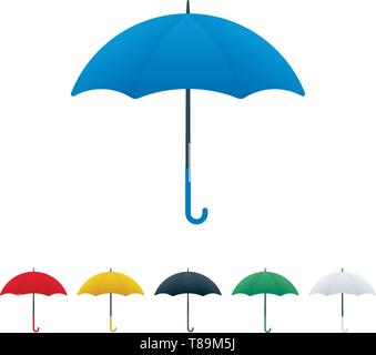 Umbrellas on white background. Umbrella vector icons with color variations. Stock Vector