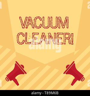 Handwriting text writing Vacuum Cleaner. Conceptual photo machine that cleans floors and surfaces by sucking up dust Blank Double Spotlight Crisscross Stock Photo