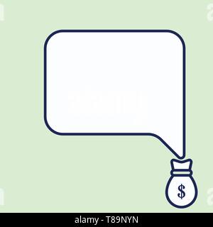 Bag pocket of thousand dollars money with big speaking bubble on its top Business concept Empty template copy space isolated Posters coupons promotion Stock Vector