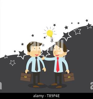 Two White Businessmen Colleagues with Brief Cases Sharing Idea Solution Design business concept Empty template copy space text for Ad website isolated Stock Vector