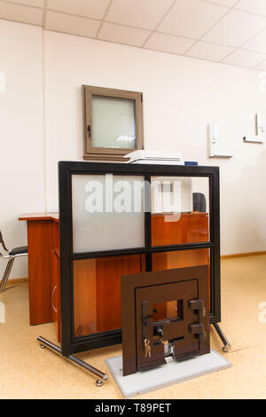 A sample of the window frames in the showroom of the company, the Windows installer Stock Photo