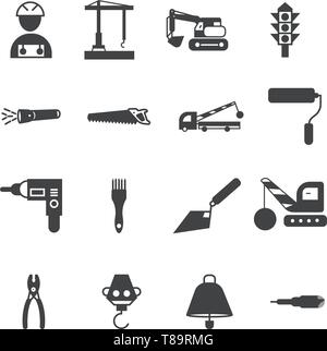 construction icon- vector sign symbol glyph style gray color icon. Stock Vector