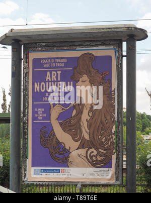 TURIN, ITALY - CIRCA MAY 2019: Art Nouveau exhibition sign Stock Photo