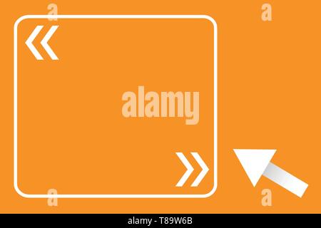 Arrow Cursor Pointing Upward to Blank Square Text with Quotation Marks Design business Empty template isolated Minimalist graphic layout template for  Stock Vector