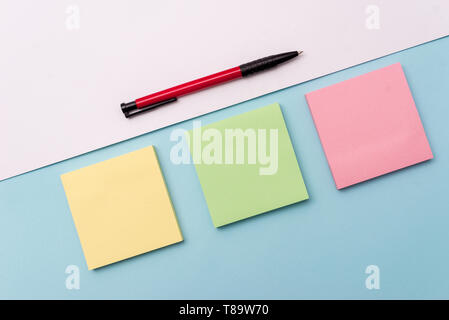 Note papers and stationary placed sideways on top of softhued backdrop Business Empty template for Layout for invitation greeting card promotion poste Stock Photo
