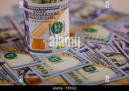 New hundred USA dollar bills Stock Photo