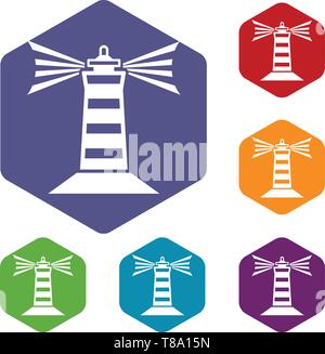 Lighthouse icons vector hexahedron Stock Vector