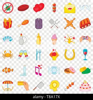 Party icons set, cartoon style Stock Vector