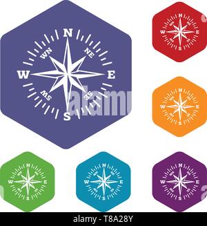 Rose wind icons vector hexahedron Stock Vector