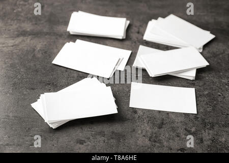 Blank business cards on grey background Stock Photo
