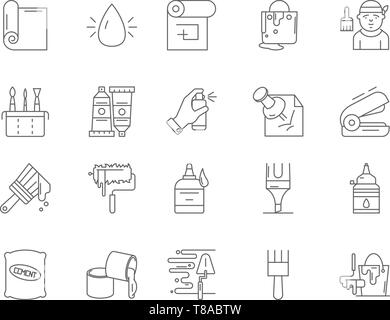Adhesive line icons, signs, vector set, outline illustration concept  Stock Vector