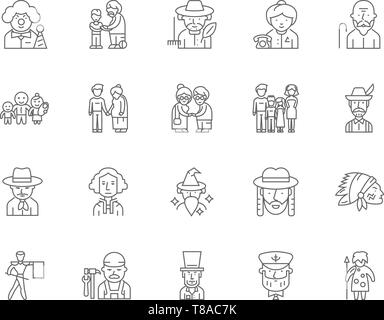 Ancestry line icons, signs, vector set, outline illustration concept  Stock Vector