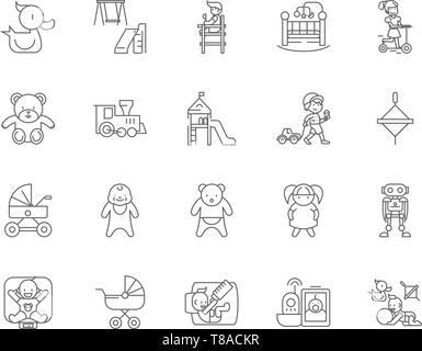 Baby products line icons, signs, vector set, outline illustration concept  Stock Vector