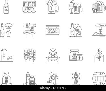 Brewer line icons, signs, vector set, outline illustration concept  Stock Vector