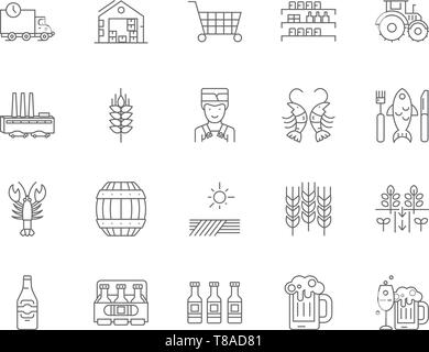 Brewery shop line icons, signs, vector set, outline illustration concept  Stock Vector