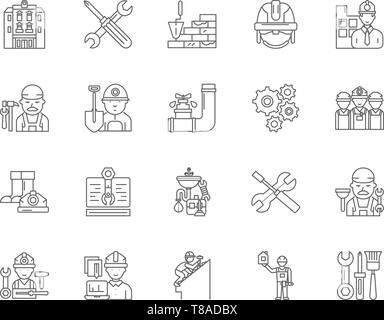 Building surveyors line icons, linear signs, vector set, outline concept illustration Stock Vector