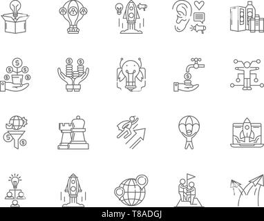 Business metaphors line icons, signs, vector set, outline illustration concept  Stock Vector