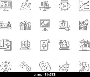Business systems line icons, signs, vector set, outline illustration concept  Stock Vector