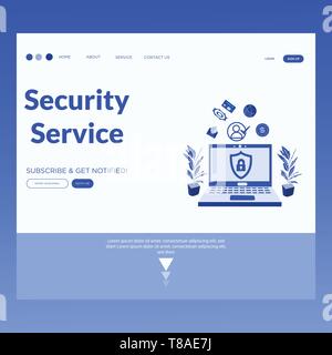 Security Service- Vector landing page illustration Stock Vector