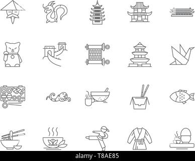 China line icons, signs, vector set, outline illustration concept  Stock Vector