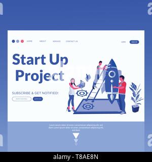 Start Up Project- Vector landing page illustration Stock Vector