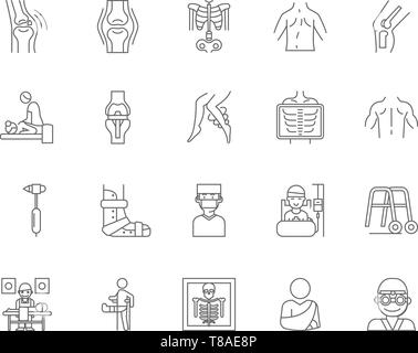 Chiropractor line icons, signs, vector set, outline illustration concept  Stock Vector