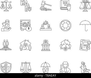 Civil law line icons, signs, vector set, outline illustration concept  Stock Vector