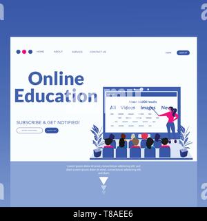 Online Learning- Modern flat illustration. Landing page template. Easy to edit and customize. Stock Vector