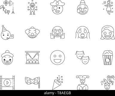 Comedian line icons, signs, vector set, outline illustration concept  Stock Vector