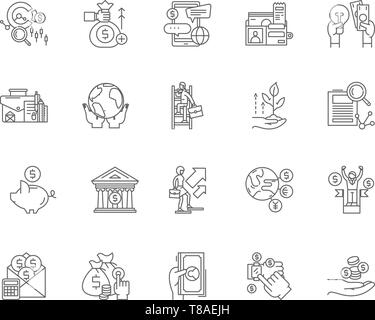 Commodity broker line icons, signs, vector set, outline illustration concept  Stock Vector