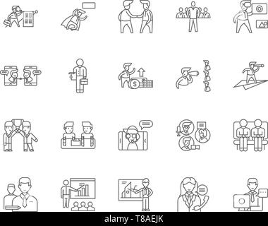 Commodity brokerage service line icons, signs, vector set, outline illustration concept  Stock Vector