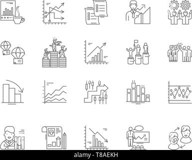 Competitive analysis linear icons set. Competition, Market, Rivals ...