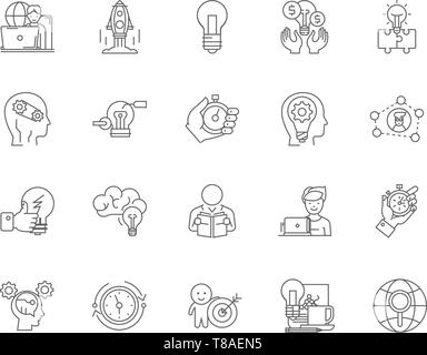Concentration line icons, signs, vector set, outline illustration concept  Stock Vector