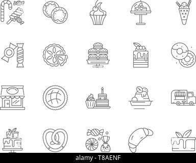 Confectionary products line icons, signs, vector set, outline illustration concept  Stock Vector