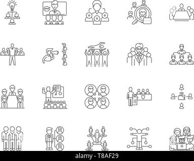 Corporate management system line icons, signs, vector set, outline illustration concept  Stock Vector