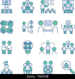 Simple Set of Team Work icon. vector linear fill sign symbol Stock Vector