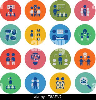 Simple Set of Team Work icon. vector flat style with circle sing symbol Stock Vector