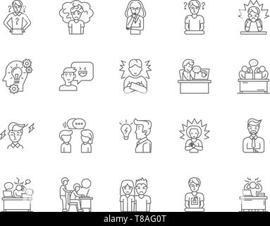 Doubt line vector icons and signs. Hesitation, Misgiving, Dubiety ...