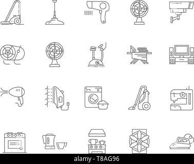 Electric housewares line icons, signs, vector set, outline illustration concept  Stock Vector