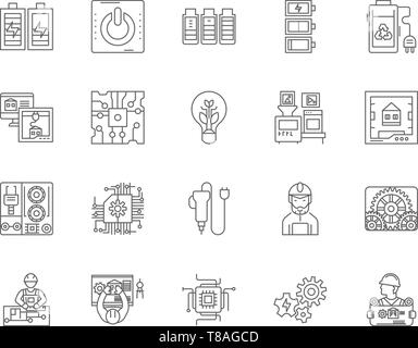 Electronic components line icons, signs, vector set, outline illustration concept  Stock Vector