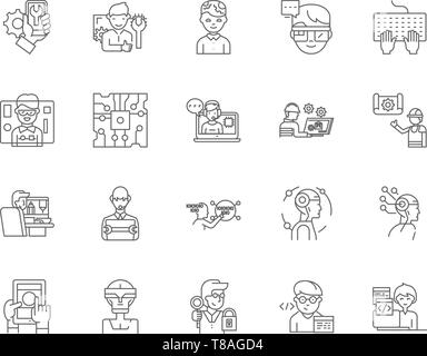 Electronic engineers line icons, signs, vector set, outline illustration concept  Stock Vector