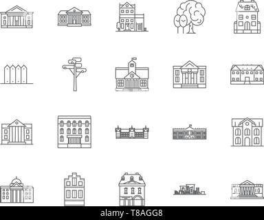 Embassies line icons, signs, vector set, outline illustration concept  Stock Vector