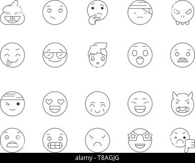 Emotions line icons, signs, vector set, outline illustration concept  Stock Vector