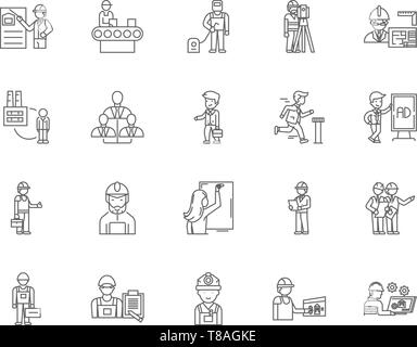 Employment line icons, signs, vector set, outline illustration concept  Stock Vector