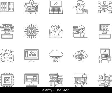Encryptions line icons, signs, vector set, outline illustration concept  Stock Vector